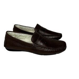 Massimo Matteo Faux Fur Penny Loafer Brown Leather 7.5
